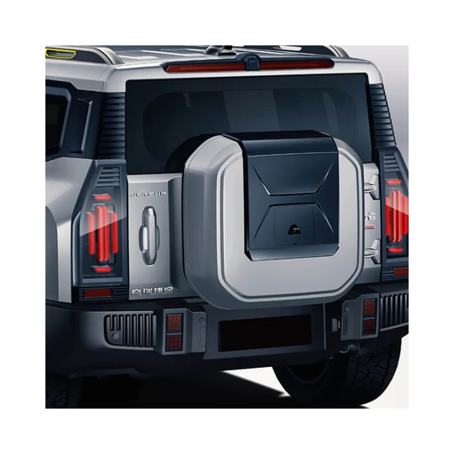 JT2-SPARESQ-SIL Black & Silver Square Spare Wheel Cover for Jetour T2 - Image 1