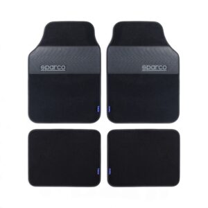 Sparco SPC1909BK Universal 4 Piece Car Mats with PVC Tyre Design (Black)