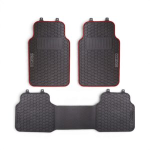 Sparco SPF500RD Universal 4 Piece Rubber Car Mats (Black with Red Trim)