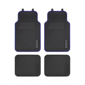 Sparco SPF516BL Universal 4 Piece PVC Car Mats (Black with Blue Trim)