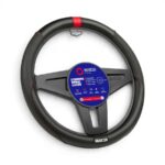 Sparco SPS124RD PVC Steering Wheel Cover - Black with Red Stitch
