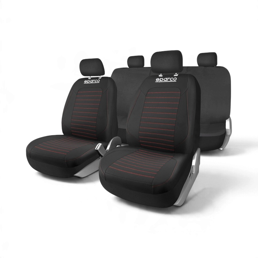 SPS476RD Sparco SPS476RD 9 Piece Black & Red Seat Cover Set - Image 1