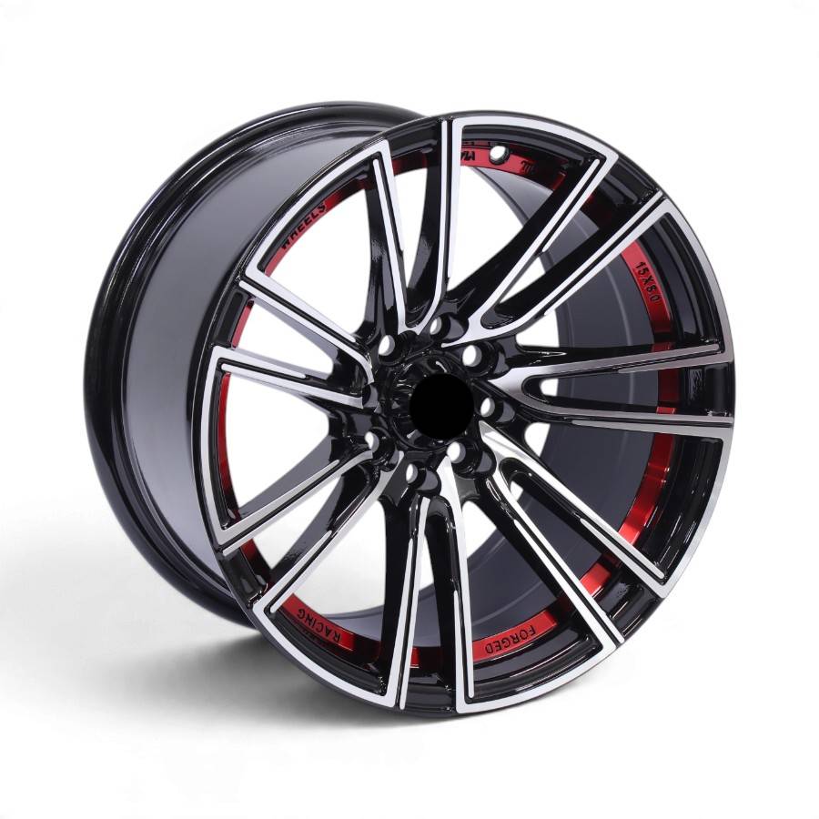 RGW452 15 15" RG-452 4x100 & 4x108 Matt Black with Red Undercut Alloy Wheels - Image 1