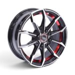 14" ZM-8815 4x100 & 4x114 Black Machine Face With Red Undercut Alloy Wheels