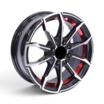 14" ZM-8815 4x100 & 4x114 Black Machine Face With Red Undercut Alloy Wheels