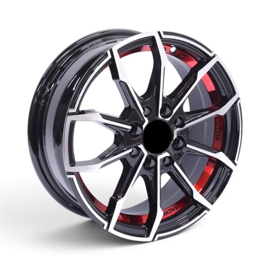 RGW8815 14" ZM-8815 4x100 & 4x114 Black Machine Face With Red Undercut Alloy Wheels - Image 1