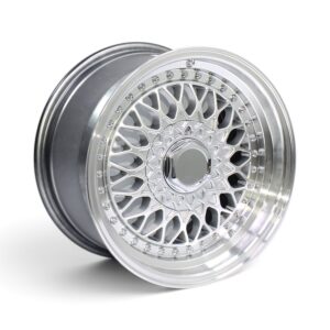 15" GR-1010 5x100 & 5x114 Silver Machine Lip With Rivets Alloy Wheels