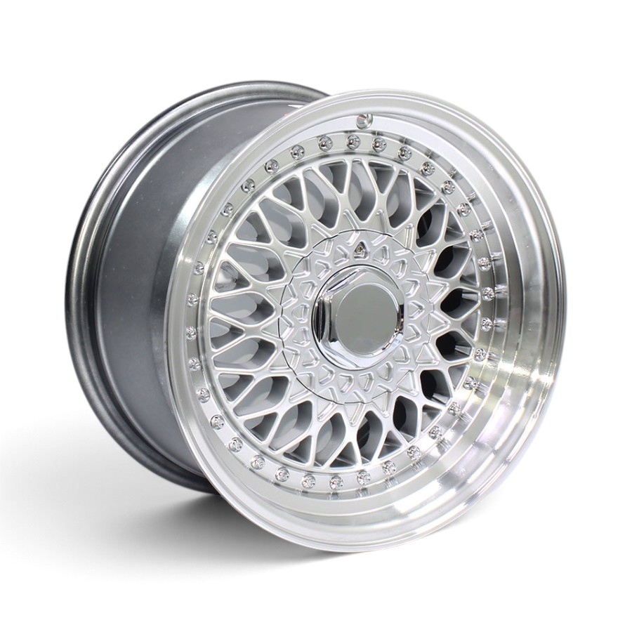 1010 15 5100 114 sil 15" GR-1010 5x100 & 5x114 Silver Machine Lip With Rivets Alloy Wheels - Image 1